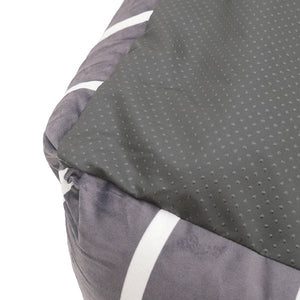 Grey Velvet Stripes Square Dog Bed