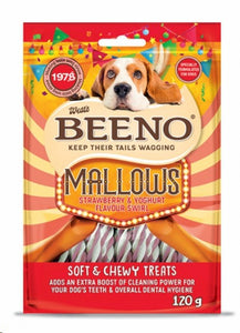 Beeno Mallows Strawberry and Yoghurt Flavour Swirl Dog Treats - 120g & 320g
