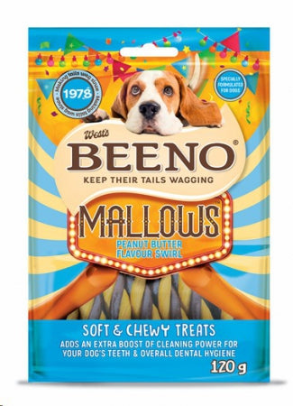Beeno Mallows Peanut Butter Flavour Swirl Dog Treats - 120g & 320g