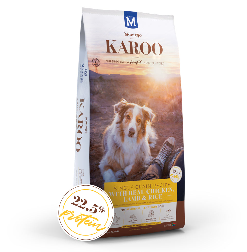 Montego KAROO Senior Chicken & Lamb Dry Dog Food (also for Overweight Dogs) 1.75kg, 8kg, 15kg or 20kg