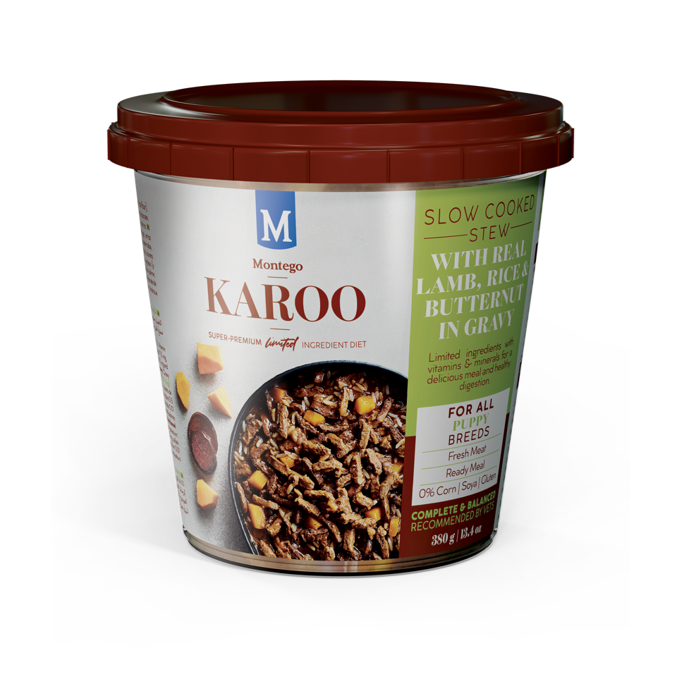 Montego KAROO Puppy Dog Wet Food in Tubs - Lamb -12x380g