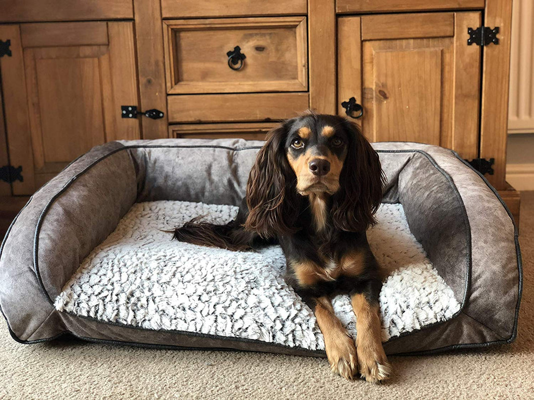 Luxury Fleece Lined Plush Sofa Pet Bed - Large