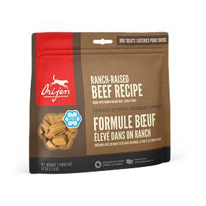 ORIJEN DOG TREATS:  Ranch-Raised Beef Freeze Dried Dog Treats 92g or 42.5g