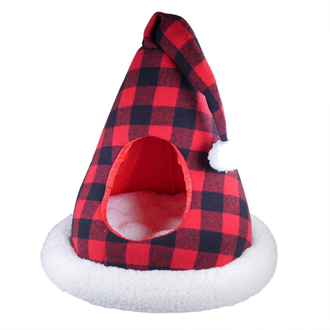 Rosewood Buffalo Check Santa Hat Cat Bed