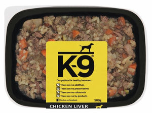 K-9 Frozen / Cooked Dog Food - Chicken Liver or Chicken & Rice