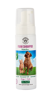 Spencers Natural Tick & Flea Repellent and Skin Healing WATERLESS FOAM Shampoo for Pets