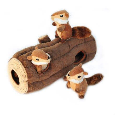 ZippyPaws Log with 3 Chipmunks Burrow Dog Toy (Large)
