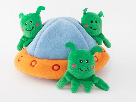 ZippyPaws Aliens in UFO Burrow Dog Toy