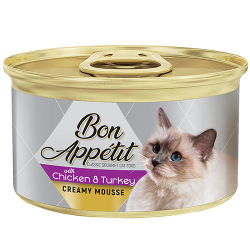 BON APPÉTIT chicken & Turkey Creamy Cat Food Mousse  (85g x 12 Tins)