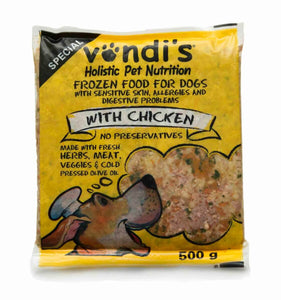 VONDI'S Special Chicken Dog Food for Itchy Skin & Sensitive Tummies - Frozen 500g
