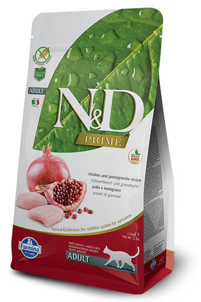 FARMINA N&D PRIME GRAIN-FREE: Adult Cat Food for All Breeds Chicken & Pomegranate Recipe