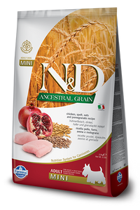 FARMINA N&D ANCESTRAL GRAIN Adult Dog Food for All Breeds: Free-Range Italian Chicken, Spelt, Oats & Pomegranate Recipe