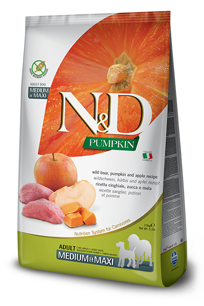 FARMINA N&D PUMPKIN GRAIN-FREE: Adult Dog Food for All Breeds Italian Wild Boar, Pumpkin & Apple