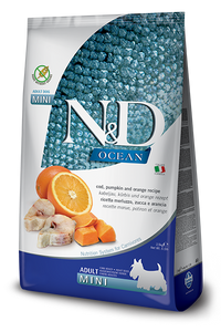 FARMINA N&D OCEAN  Grain-Free Adult Dog Food for All Breeds:  Atlantic Wild Caught Cod, Pumpkin & Orange Recipe
