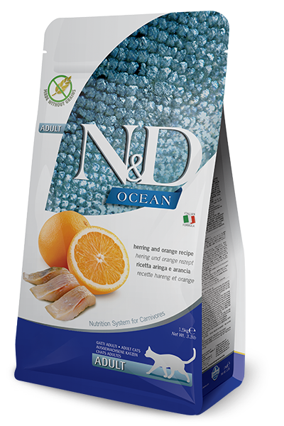 FARMINA N&D PRIME GRAIN-FREE: Adult Cat Food for All Breeds Herring & Orange Recipe