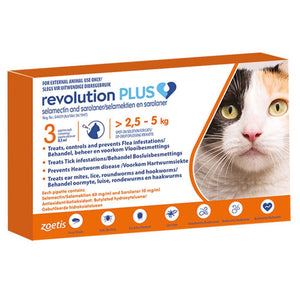 Revolution PLUS for Cats - Tick & Flea Control  6-in1 Protection - 3 pips in the box